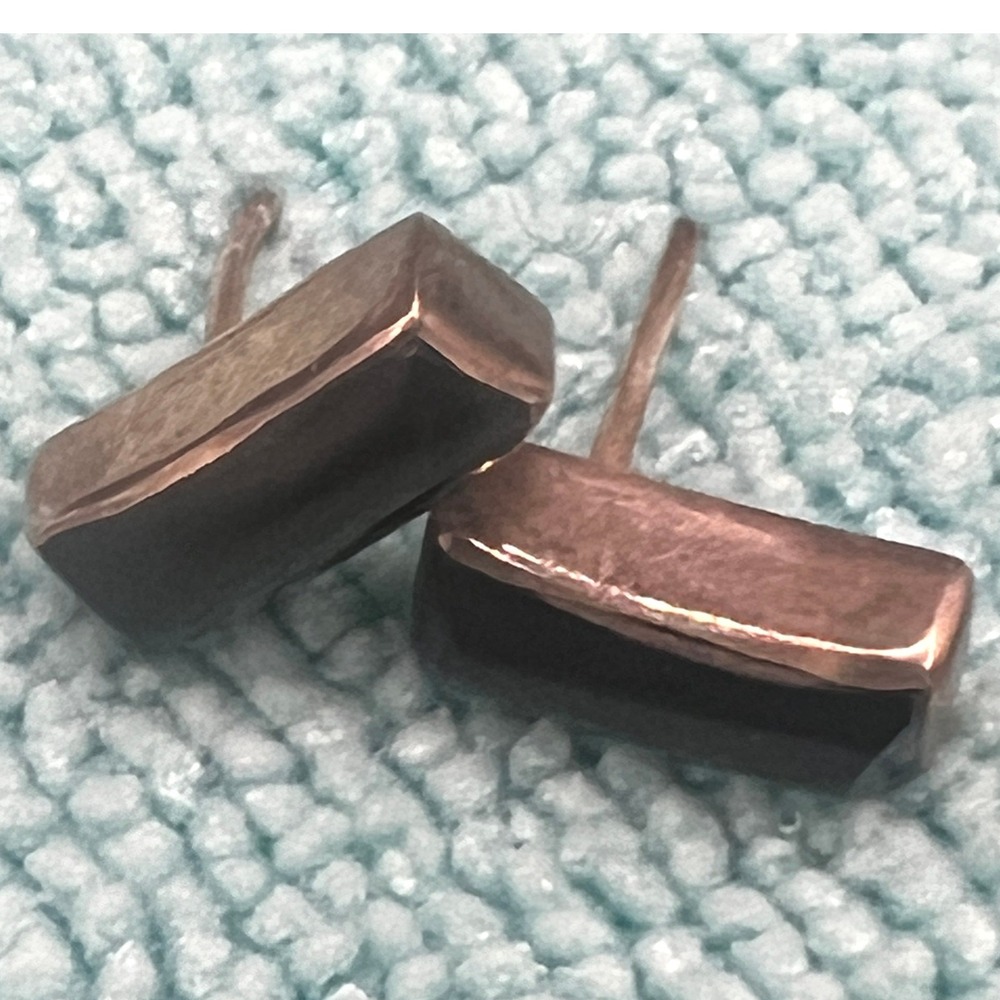 Vintage Silver 950 Onyx Stud Earrings Bezel Set Rectangular Modernist .5" 1g